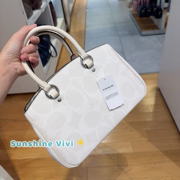 NWT Coach Savannah Small Carryall Satchel Bag CAL53 Signature Canvas White/Chalk - Picture 4 of 14